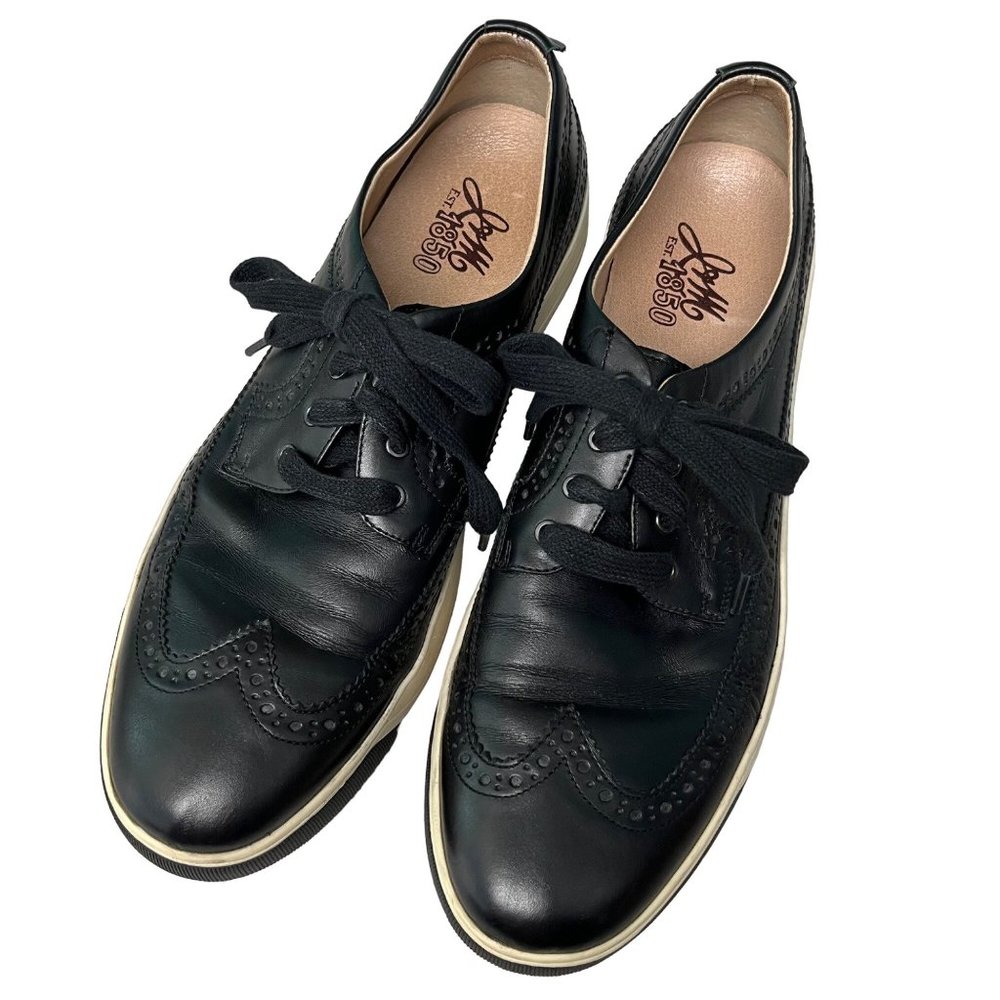 Johnston & Murphy Mens 10.5 Allister Wingtip Black Leather Sneaker Shoes